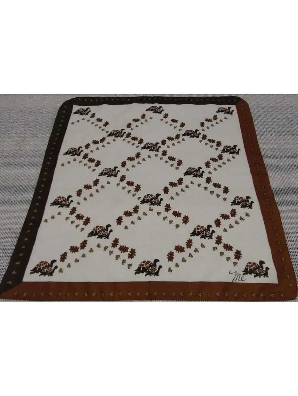 1970s Turtles Scarf Brown Turtle Me Scarf 1960s Mid Century Colors Acetate